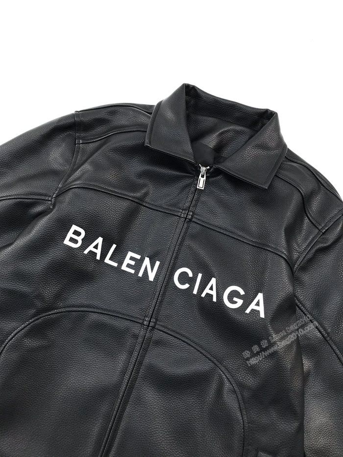 Balenciaga男裝 巴黎世家秋冬最新款機車皮衣 前幅經典繡花  ydi3485